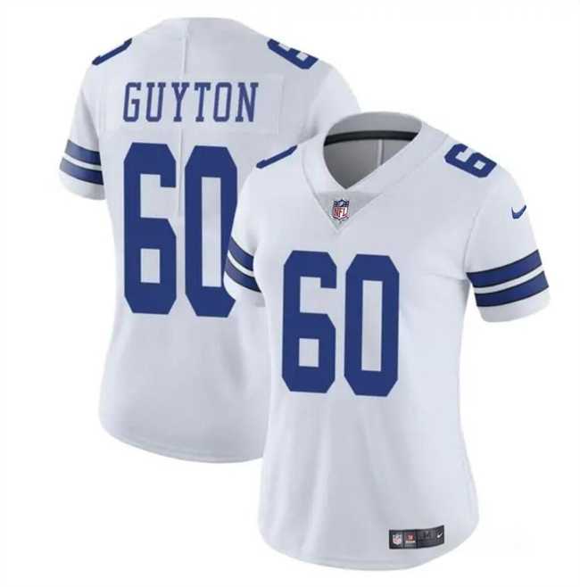 Womens Dallas Cowboys #60 Tyler Guyton White 2024 Draft Vapor Limited Stitched Jersey Dzhi